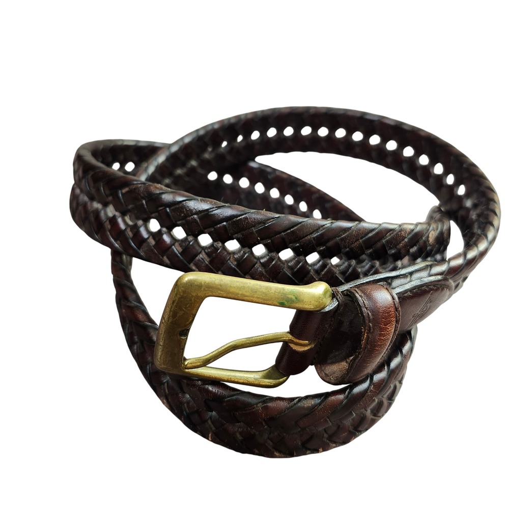 Dockers Brown Leather Braided Belt with‎ Perforated Design Size 36/90